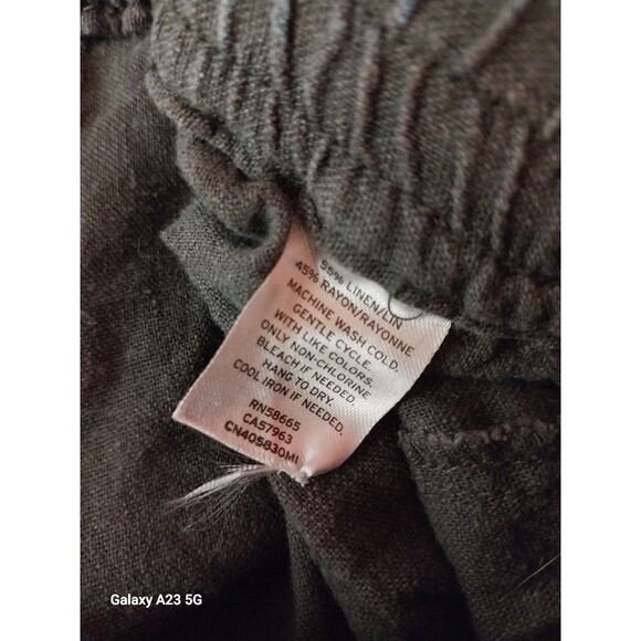 Caslon Shorts Womens Small Gray Linen Rayon Blend Tie Waist Crochet Trim - Picture 4 of 4